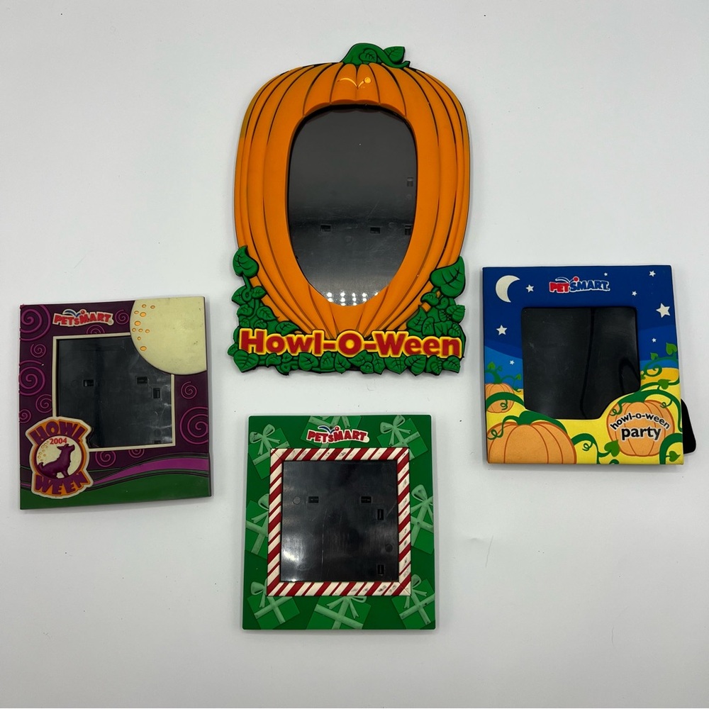 PetSmart Photo Frame Lot Howl-O-Ween 2004 2005 2007 Pumpkin Xmas Holiday‎ Set